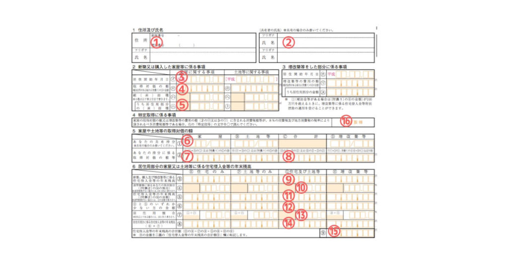 住宅借入金等特別控除額の計算明細書一面の画像