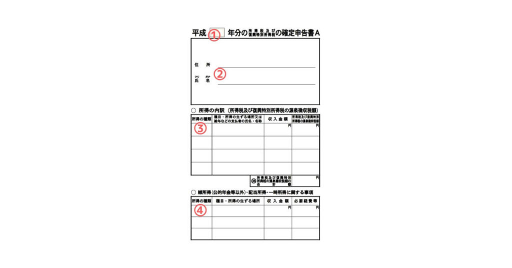 確定申告書Aの画像続き